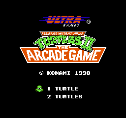 Teenage Mutant Ninja Turtles II title screen for NES